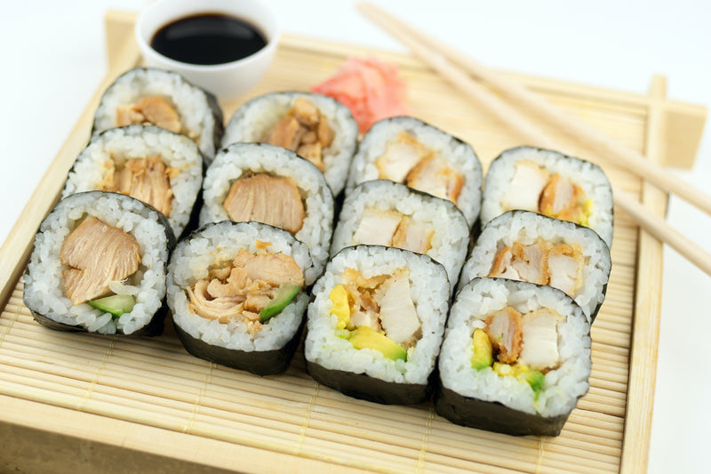 Teriyaki Chicken and Avocado Sushi Roll